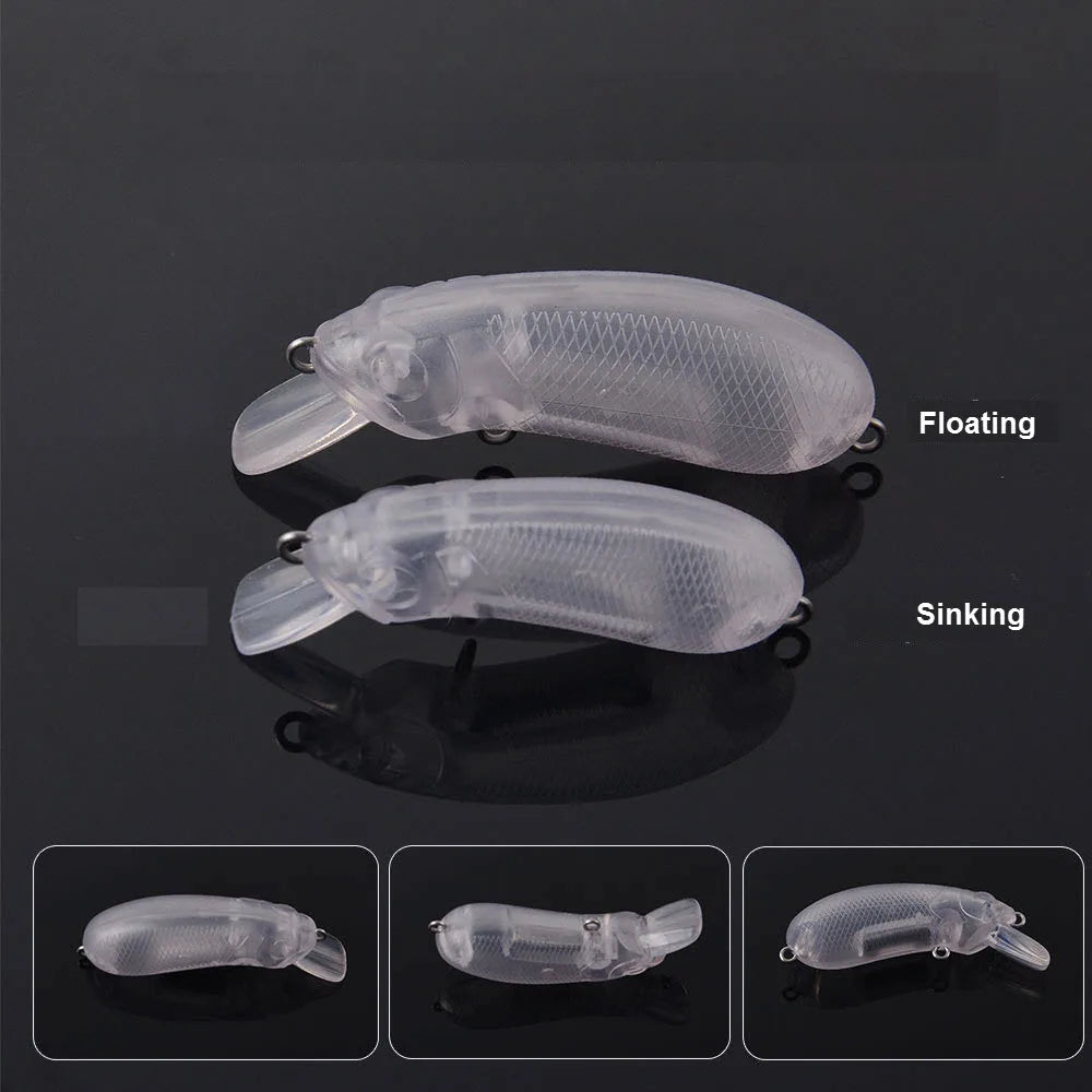 Unpainted Crankbaits Blank 4.5cm Sinking / 5.5cm Floating Long Casting DIY Unpainted Embryo Blanks Minnow