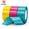 Wholesale Gift Ribbons 100%Polyester 38 mm Solid Color Single Face Satin Ribbon With Gold Trim on Both Side Gift Christmas for