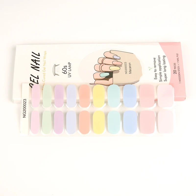 Huizi Nail Art Stickers Full Cover Colorful Nail Polish Stickers UV Gel Polish Nail Strips