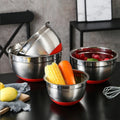 Wholesale Kitchen Non Skid Salad Bowl Set Stainless Steel 304 Bowl Set Mixing Bowls With Silicone Base Cover and Lid