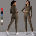 Custom Logo Yoga Outfits Women Athletic Wear Workout Long Sleeve Gym Top Fitness Set Leggings Yoga Suits
