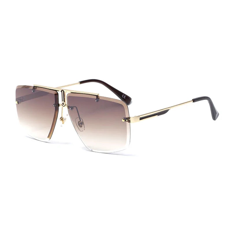 Wholesale Metal Sunglasses Luxury Brand Designer UV400 Gradient Rimless Sunglasses Men