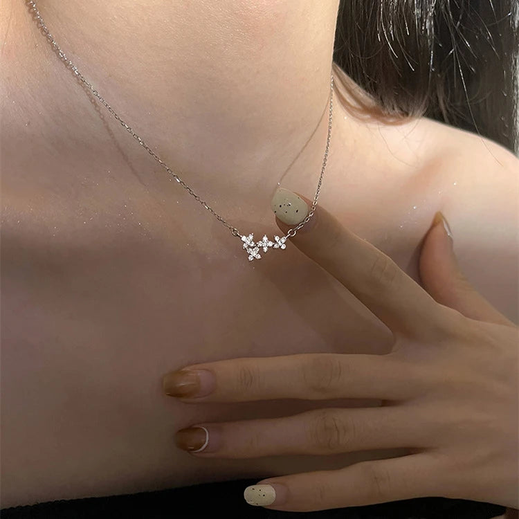 Rhodium Plated Pure Silver Customized Ladies Anthemy Flower Charm Necklace