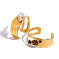J&D 18k Gold Stainless Steel Faux Pearl Openwork Bracelet Elegant Waterproof Design