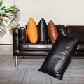 Wholesale Custom Stitching Faux Leather PU Solid Black Luxury Throw Pillowcase Cushion Case Cover