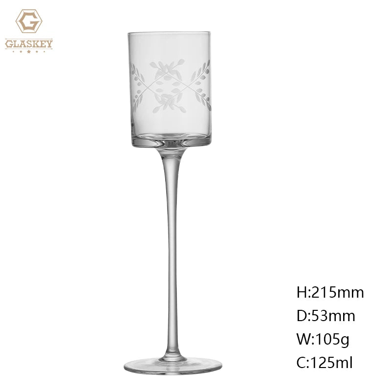 Hand Engraved Crystal Glass Champagne Glasses Japanese Kimura Cocktail Glasses for Bar