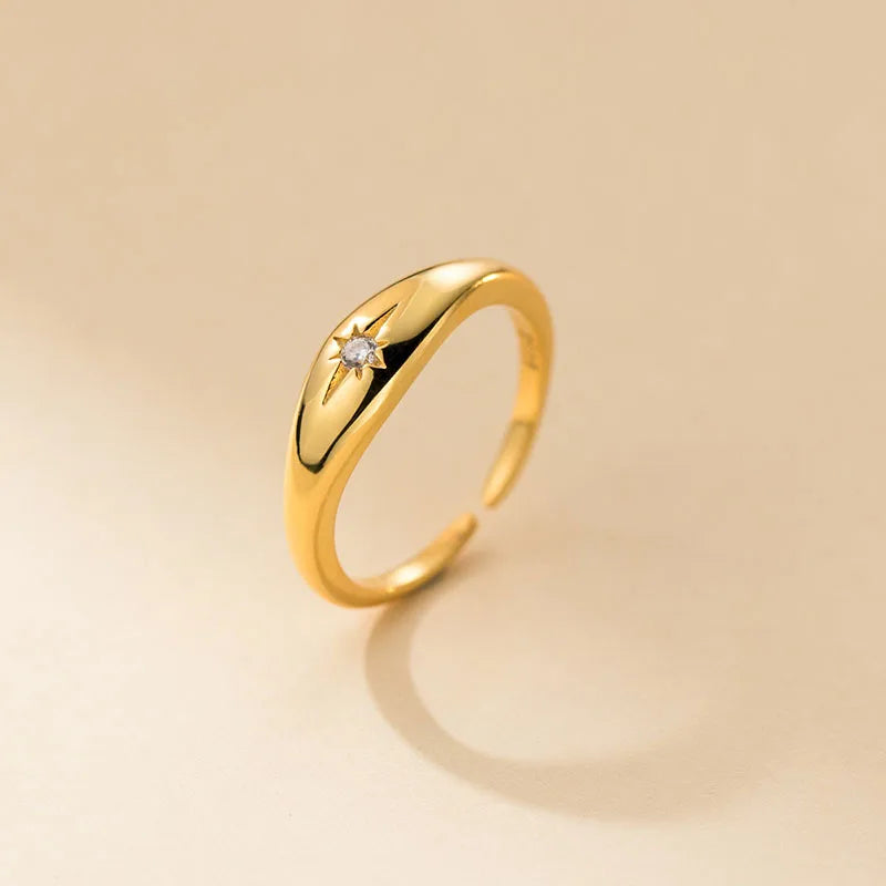 925 Sterling Silver Romantic Radiance Star Ring Fashion Simple Classic Party Jewelry for Women for Weddings
