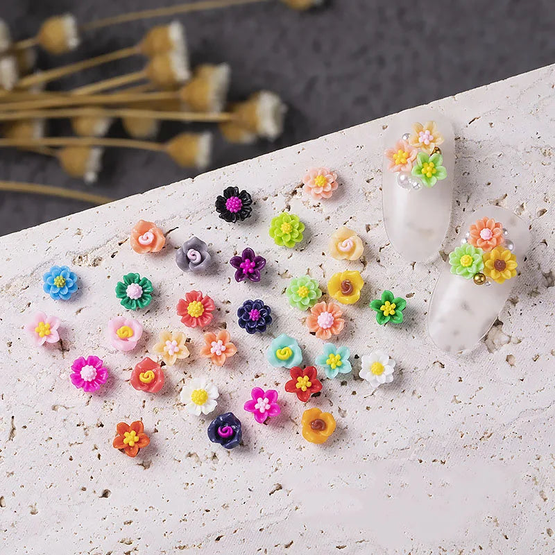Yiwu Wintop 5000pcs Per Bag 6mm Mini Flower Resin Cabochon Nail Craft Diy Accessories Decoration