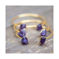 BM43689 Boho Jewelry Adjustable Gold Plated Natural Gemstone Raw Amethyst Crystal Cuff Bangle Bracelet Bracelet for Women