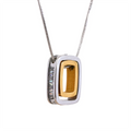 JINYOU 2409 Stainless Steel 316l Square Hollow Double Layered Overlay Pendant Necklace High-Grade Cubic Zirconia Trendy Unisex