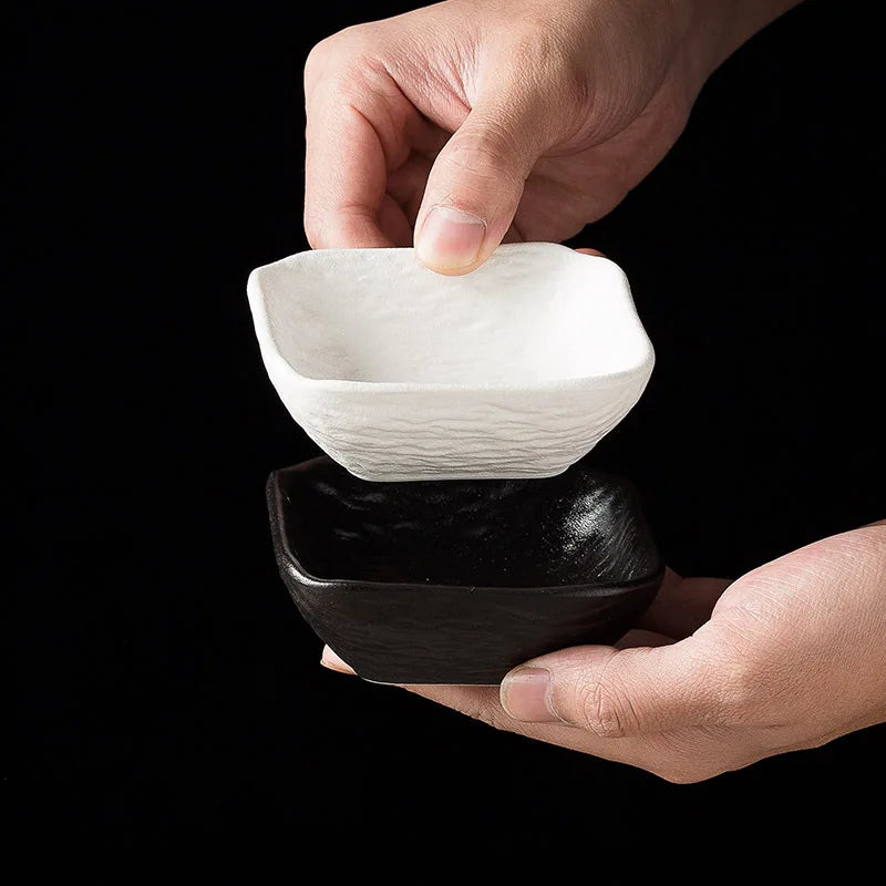 Matte Stone Texture Sushi Serving Plate Ceramic Condiment Soy Sauce Vinegar Dishes Porcelain Flavor Dish for Restaurant