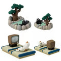 Tatami Sanhua Cat Pig Hot Spring Resin Sculpture Model Hand-painted Artistic Decoration