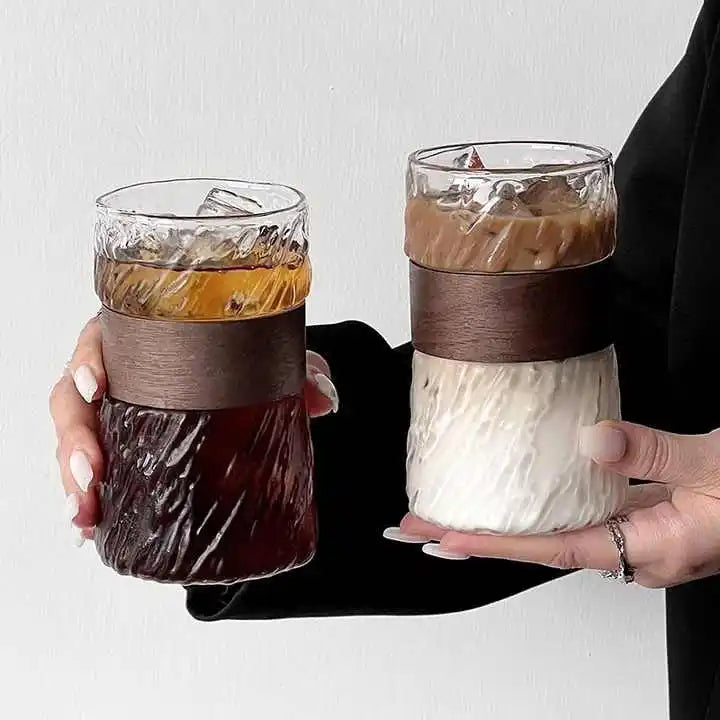 The latest look beloved vintage 410ml clear borosilicate glass coffee mug with sleeve party drink mug.