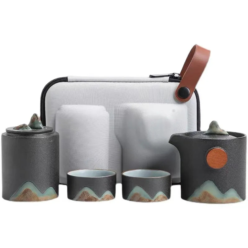Yuanshan Travel Tea Set Car Portable Quick Cup One Pot Two Cups Tea Pot Pitcher Set
