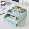 Plastic Desktop Office Desk Drawer Organizer Set  A4 Paper Holder Magazine Storage Basket Bin Stackable File Organizer Tray