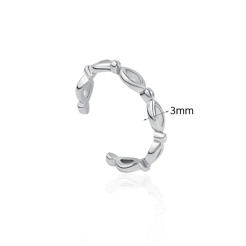 Minimalist Stainless Steel Hollow Thin Band Ring Ladies Jewelry Daily Wear Waterproof Link Chain Design Finger Open Ring