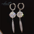 Silver 925 Original Total 10 Ct Round Brilliant Cut Diamond Test Past D Color Moissanite Feather Drop Earrings Gemstone Jewelry