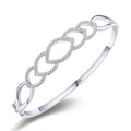 Simple Chain Hollow Cuff Bracelet Bangle 925 Sterling Silver Pave Full Zircons Rhinestone Bangles for Women Gifts