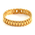High-End 15mm Stainless Steel Band Watch Luxury Hand Jewelry Classic Mens Bracelets Geometric Gold-Plated Link Chain for Him