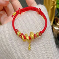 2025 New Year Lucky Fortune Woven Red String Matte Gold Snake Bracelet for Women Men Couple Jewelry Gift
