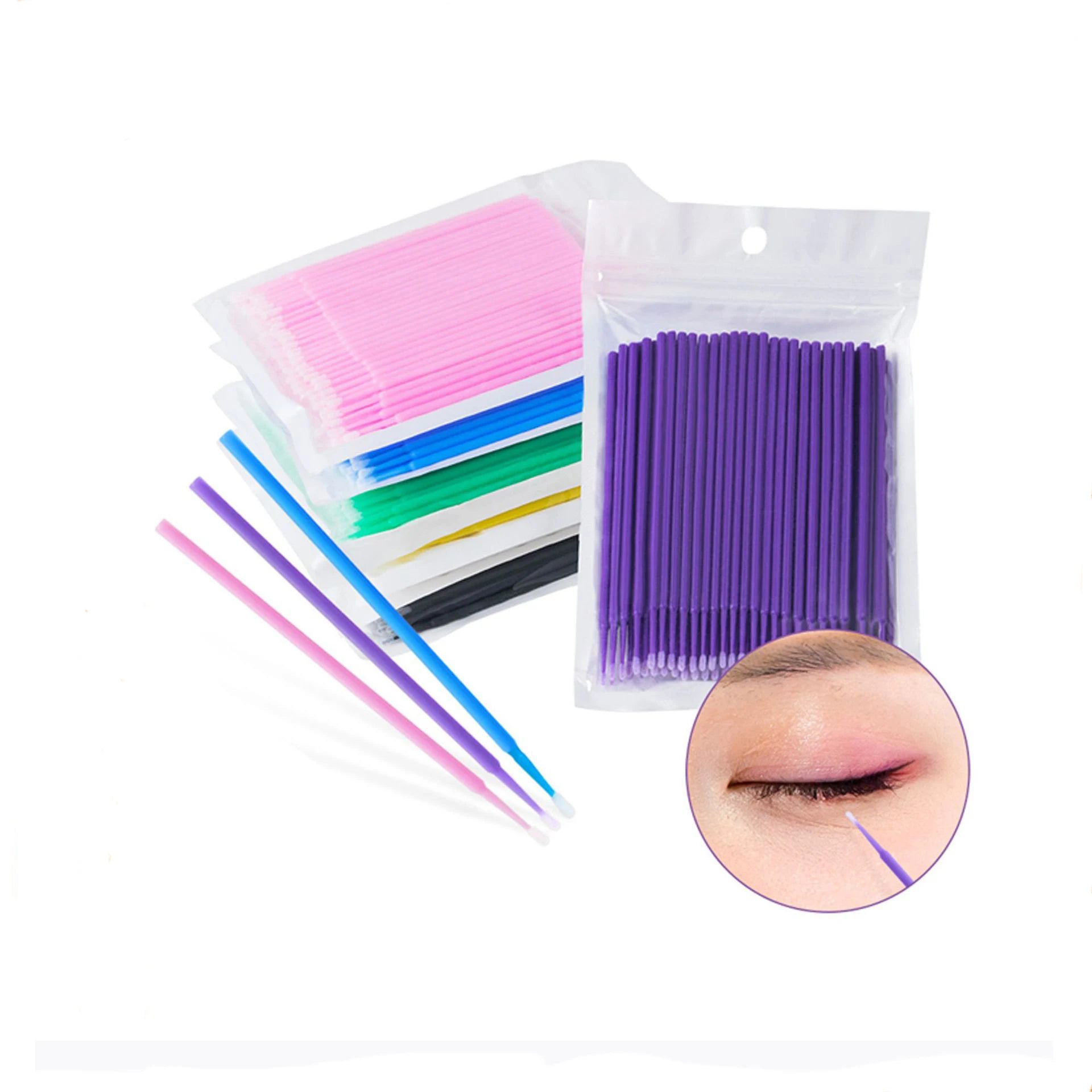 High Quality Wholesale Disposable Plastic Professional Foam Cleanser Micro Swab Brush Eyelash Extension Tools