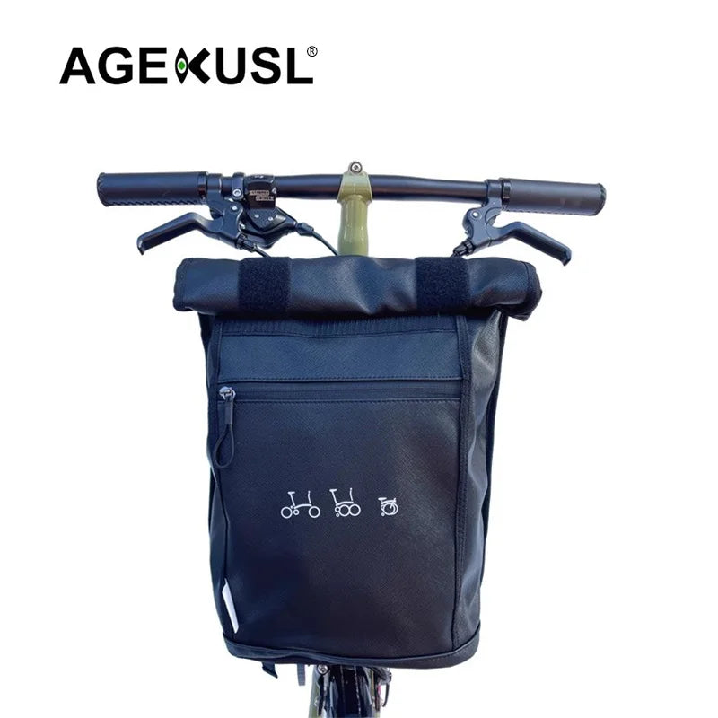 AGEKUSL Waterproof Bike Front Carrier Folding Bicycle Backpack Basket for Brompton Royale Pikes Bike Front Bags