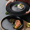 Melamine Japanese Black Plate Round Restaurant Dish Plastic Plates Restaurant Steak Dinner Plate