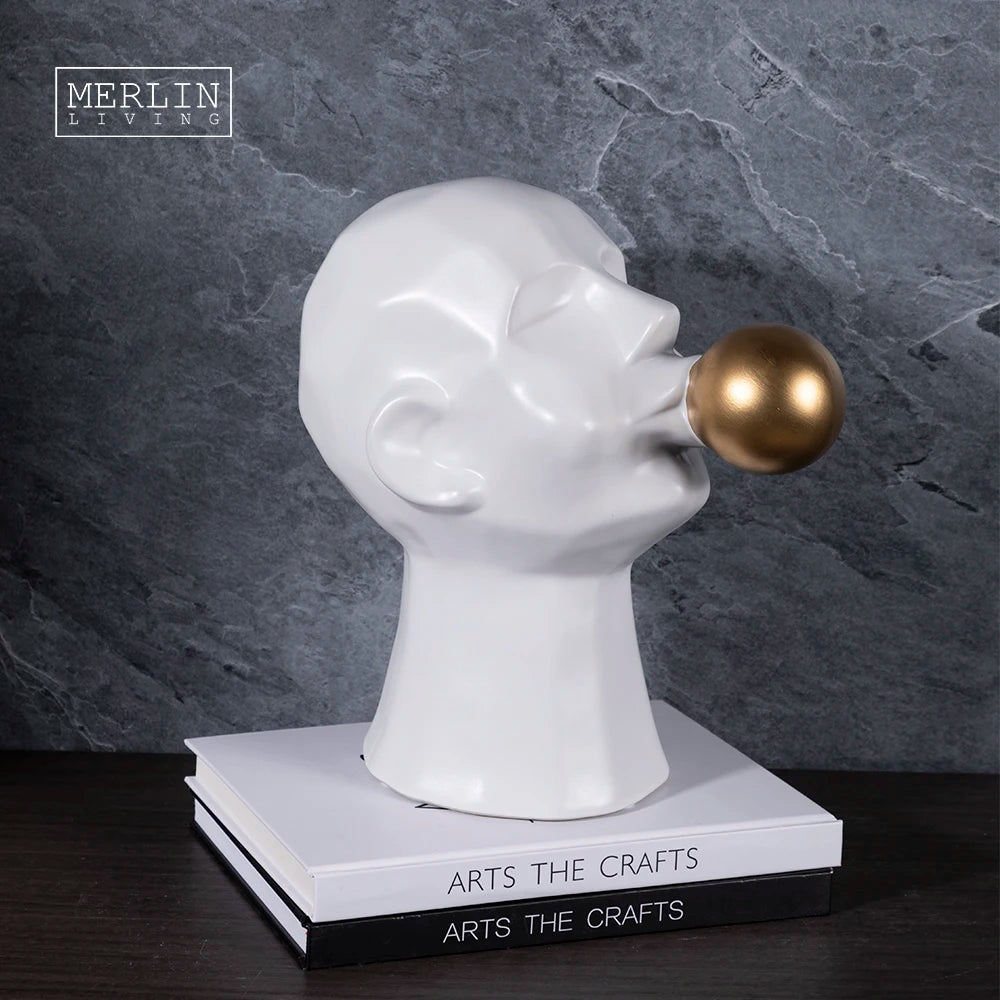 Merlin Living White Face Bubble Design Ceramic Decoration Accessories Nordic Decoration Creative Modern for Home Decor