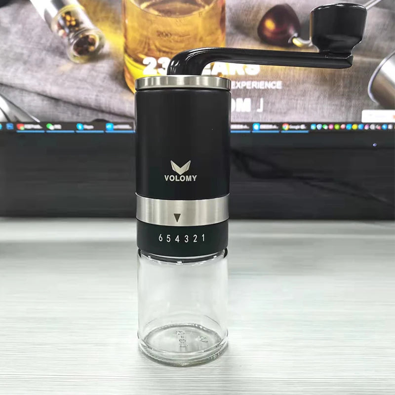 Custom Logo Hand Coffee Bean Grinder Cafe Barista Espresso Conical Burr Portable Mini Stainless Steel Manual Coffee Grinder