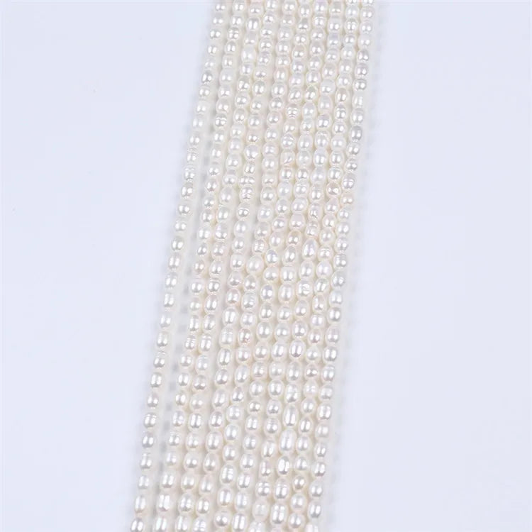 Freshwater Natural 5-6mm Rice Drop Shape Real Pearl Strands for Jewelry Making