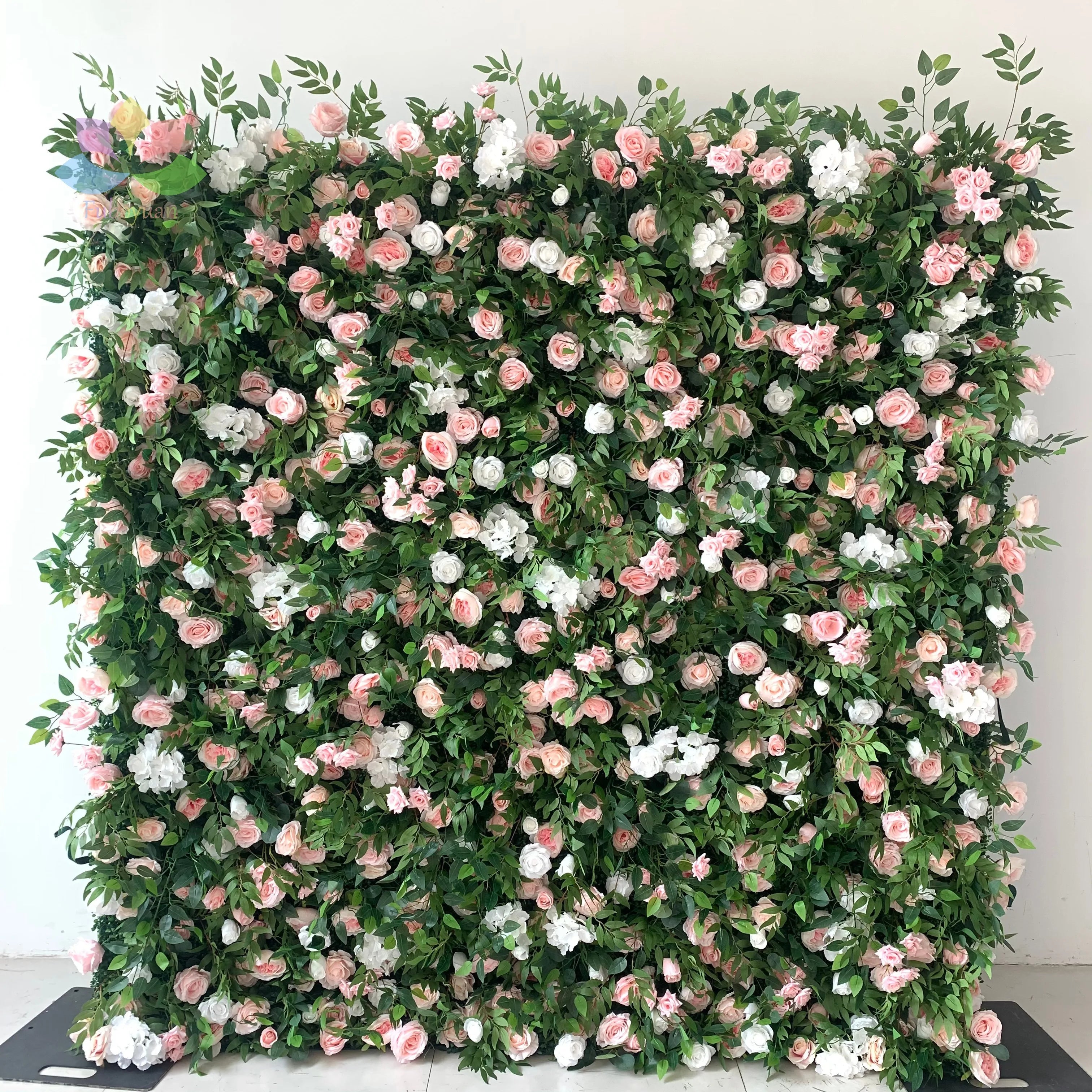 SW Greenery Backdrop Grass Green Wall Jungle Flower Vertical Green Wall with Flower Plant Tropical 5d Roll up Green Flower Wall