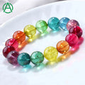 ArthurGem Genuine Rare Quality Tourmaline Beaded Bracelets Natural Healing Crystal Rainbow Tourmaline Bracelets for Women