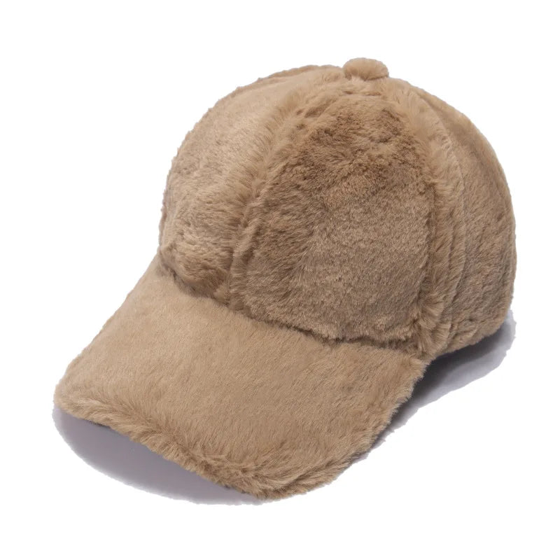 Winter Warm Solid Color Thickened Casual Plush Cap Warm Baseball Cap for WOMEN MEN