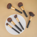 Customize Gracedo Short Handle Natural Wooden Eco Friendly Fan Brush Makeup Set With Bag