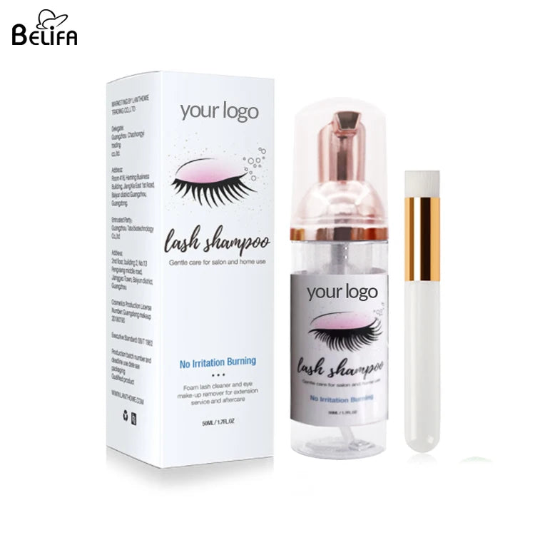 Private Label 50 60 ml 2oz Rose Gold Silver Travel Size Transparent Cosmetics Foam Pump Lash Shampoo Brush Bottle with Box