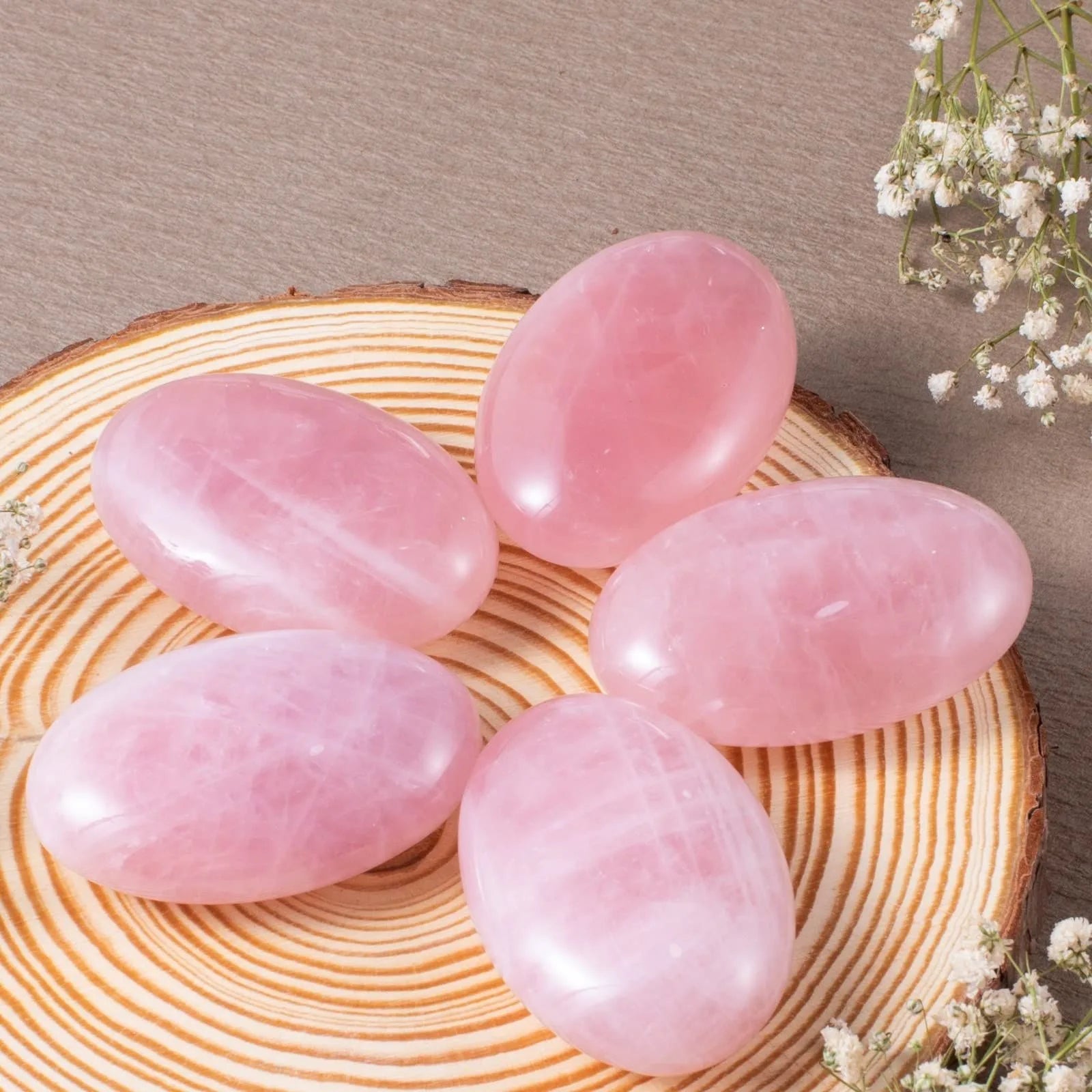 Large Premium Rose Quartz Chakra Healing Palm Stone Can Be Customized
