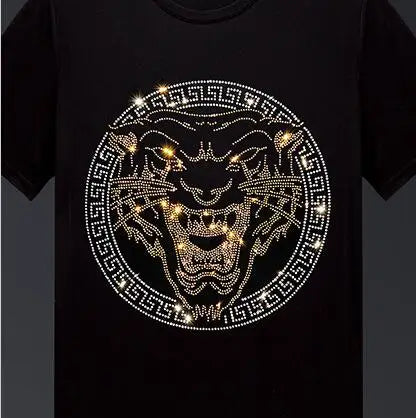 Luxury Eco-Friendly 3D Customized Hotfix Tiger Iron on Patches with Crystal Rhinestone Transfer