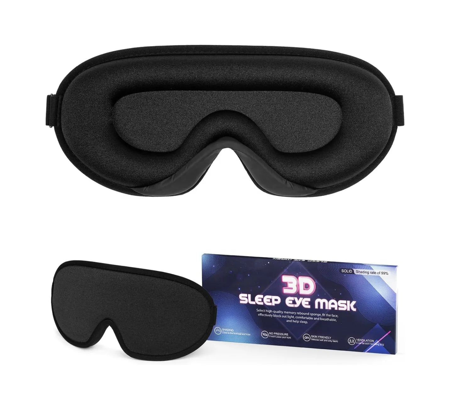 OEM Sleep Eye Mask Eye Patches Side Sleeper 3D Memory Foam Ice Silk OEM Releasing Light Eye Cover for Sleeping