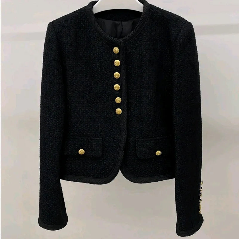 New Black Fragrant Style Short Coat Women's French Light Luxury High Grade Versatile Top
