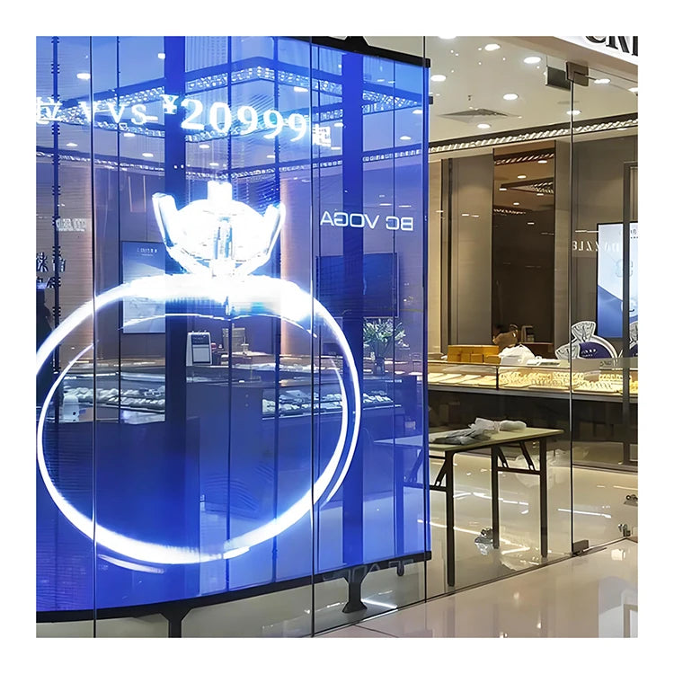 Transparent SMD P2.6-P10.4 LED Window Display Energy Saving High See Digital Poster Outdoor Shopping Malls Elevators SDK