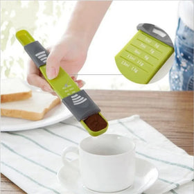 Adjustable Household Plastic Height Stool Seasoning Tool Double Head Salt Coffee Measuring Spoon With Scale