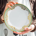 Eco-Friendly Gold Bone Ceramic Dinner Plates Luxury Banquet Wedding Party Set for Charger Plate Porcelain Dishes Tableware
