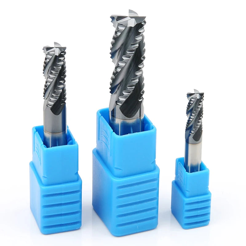 BWIN Solid Carbide Hard Metal 4 Flute Rough End Mill CNC Rough Milling Cutter for Wood Steel Fresa