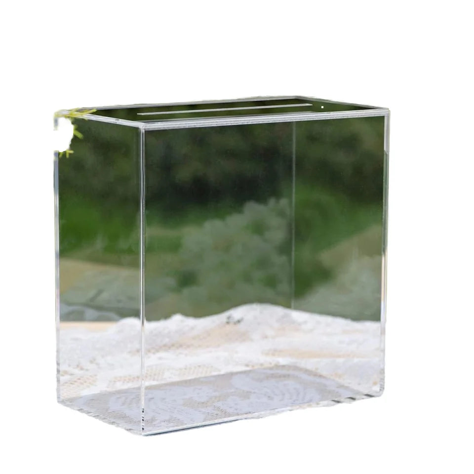 Large 10x10x5.5in Polished Acrylic Customizable Card Box Clear Modern DIY Wedding Reception Decoration Fundraiser Money Election