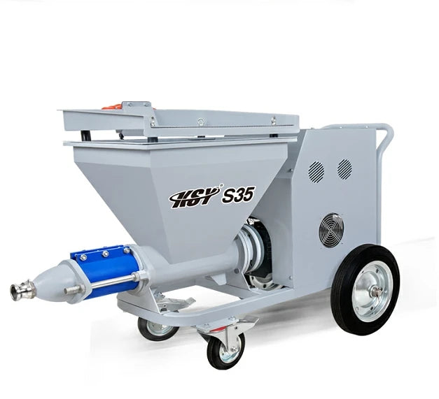 KSY S35 220V High Power Electric Wall Mortar Cement Spray Plaster Machine with 100L Hopper & Gearbox for Construction Works