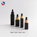 5ml 10ml 15ml 30ml Essential Oil Serum Flat Shoulder square  Frosted Matte Black Glass Dropper Bottle With Pipette