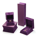 Luxurious Purple Velvet Jewelry Box Set Embossed Design for Rings Studs-Valentine's Day Gift Wrapping Rectangle Shape