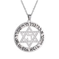 Factory Wholesale Chai Star of David Hebrew Blessing Pendant Necklace Rhinestone Supernatural Amulet Stainless Steel Jewelry