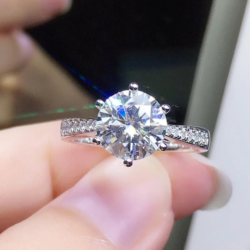 CAOSHI Simple Diamond Finger Bridal Jewelry 7mm Stone 3A Cubic Zirconia Silver Plated Round Engagement Rings