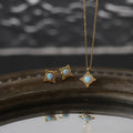 Fenny 18K PVD Plated Waterproof&No Fade Fashion Dainty Mini Dream Blue Opal Stone Pendant Necklace Stainless Steel Jewelry